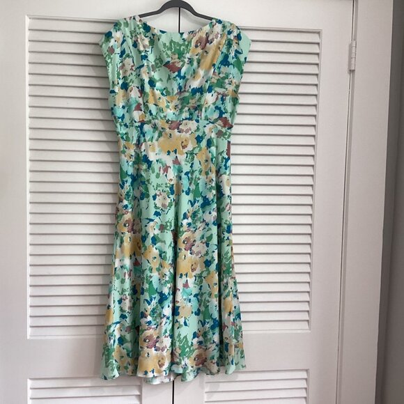 Sundance Floral Midi Dress100% Silk Size P14 In Pastel Green & Multicolor Print - Picture 7 of 16